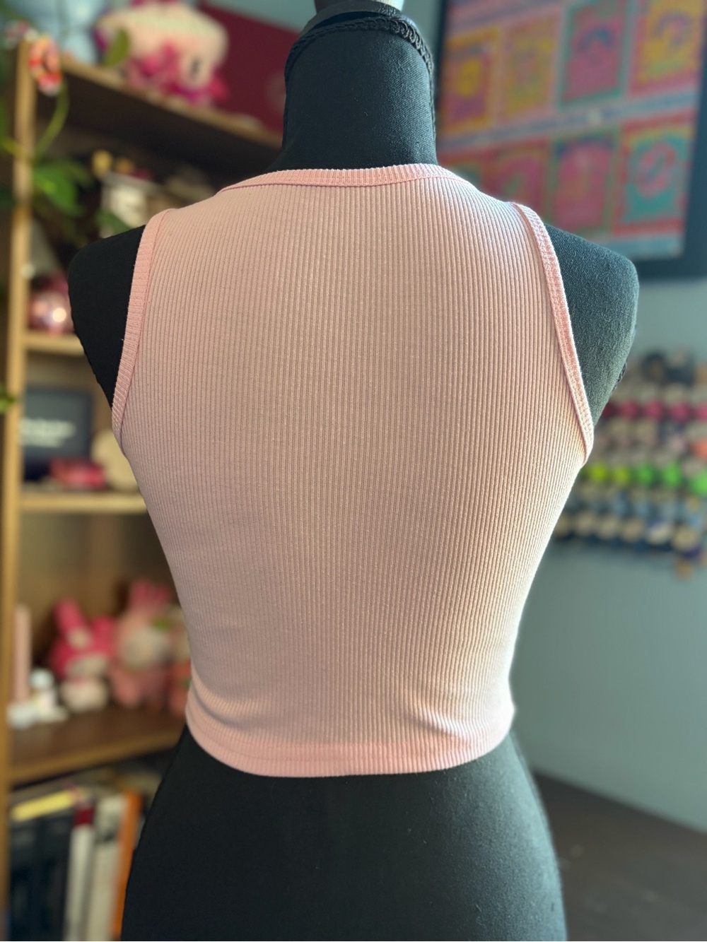 Pink Ribbed 'Angel' Crop Tank Top - Picture 5 of 6